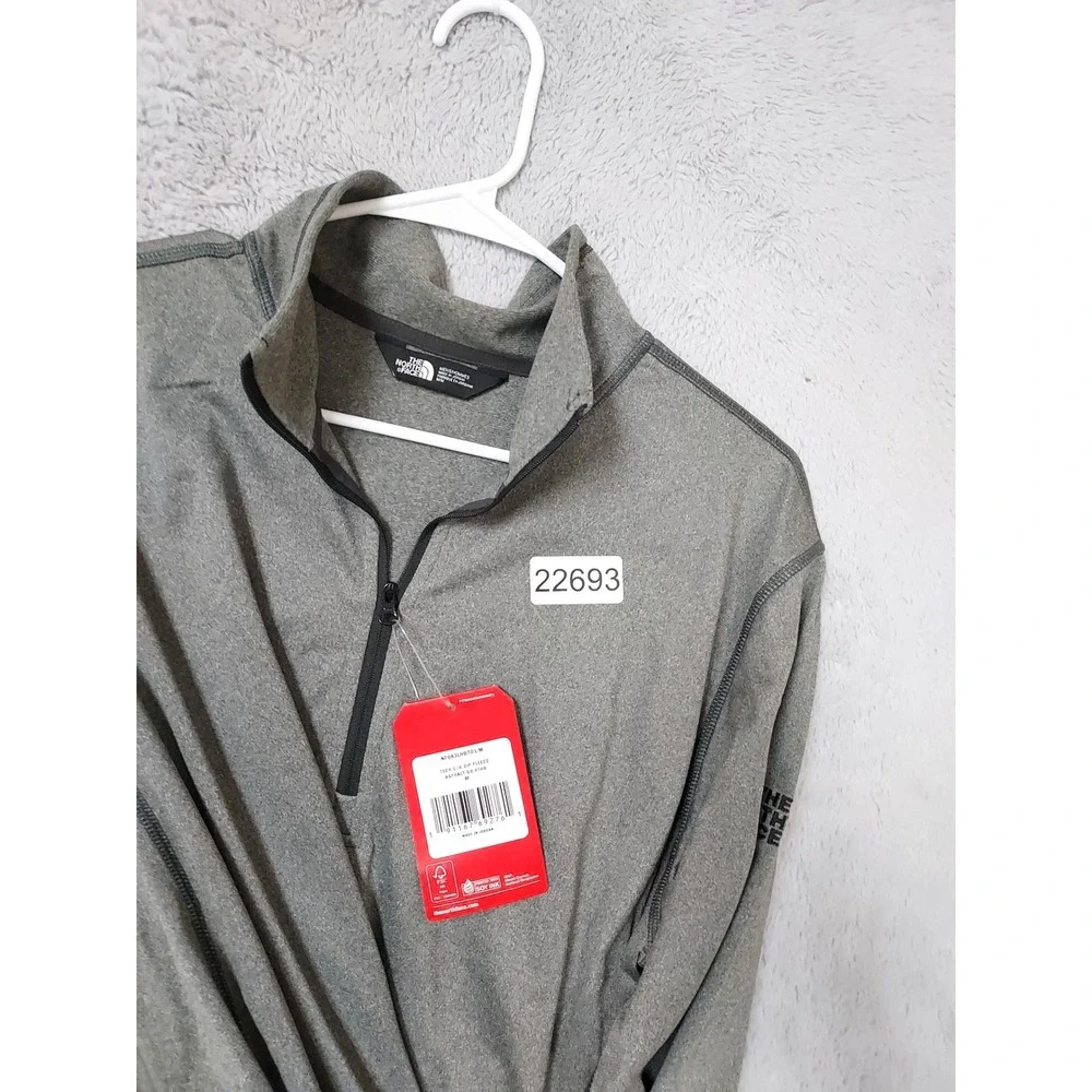 NEW The North Face Pullover Mens Medium Tech 1 4 Zip Fleece Asphalt Gray Heather